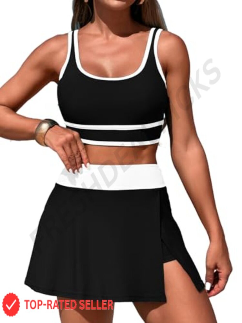 Women's High Waisted Bikini Set with Swim Skirt Two Piece Swimsuit
